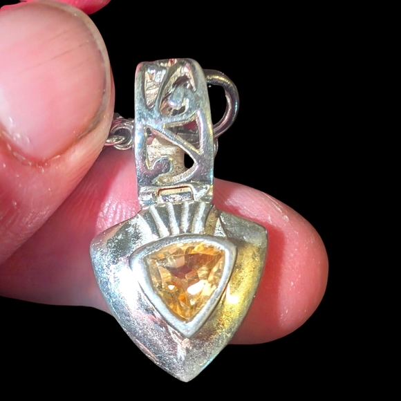 Jewelry - Citrine 925 Sterling Silver Pendant on Black Cord